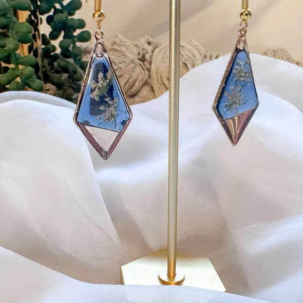 Handmade Floral Resin Earrings - Twilight Petal Dangle Earrings