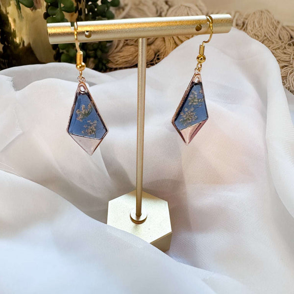 Handmade Floral Resin Earrings - Twilight Petal Dangle Earrings
