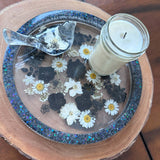 Moonlit Petals Resin Tray – Handmade with Real Black & White Flowers