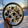 Moonlit Petals Resin Tray – Handmade with Real Black & White Flowers