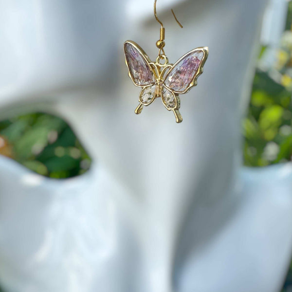 Earring - Enchanted Garden Butterflies - Handmaded Pressed Flowers