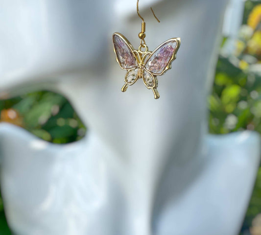 Earring - Enchanted Garden Butterflies - Handmaded Pressed Flowers