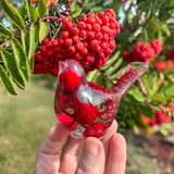 Berry Songbird - Handmade Unique Red Berry Resin Bird Decor