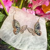 Earring Midnight Blossom Butterfly Handmade Pressed Flower Accessory