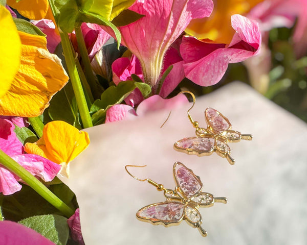 Earring - Enchanted Garden Butterflies - Handmaded Pressed Flowers