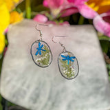 Enchanted Dragonfly Garden Earrings - Handmade Pressed Flower Earrings