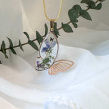 Butterfly Garden Necklace - Handmade Botanical Resin Butterlfy Pendant