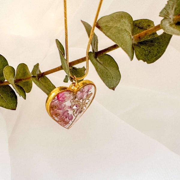 Whispering Hearts  – Handmade Botanical Resin Butterfly Necklace