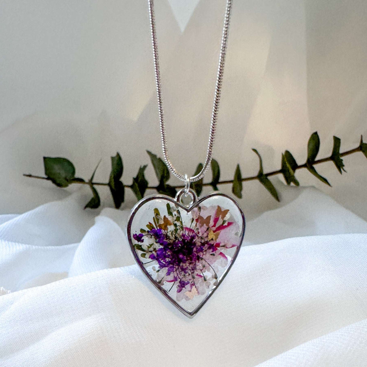 Whispering Hearts  – Handmade Botanical Resin Butterfly Necklace