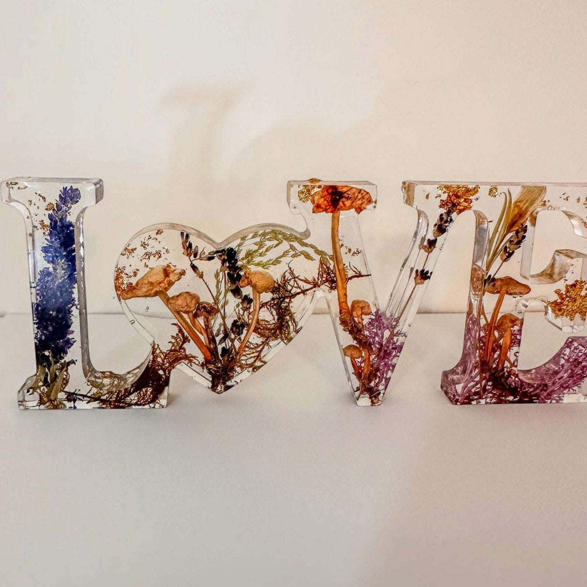 Boreal Mushroom LOVE Word Art | Resin Mushroom Decor