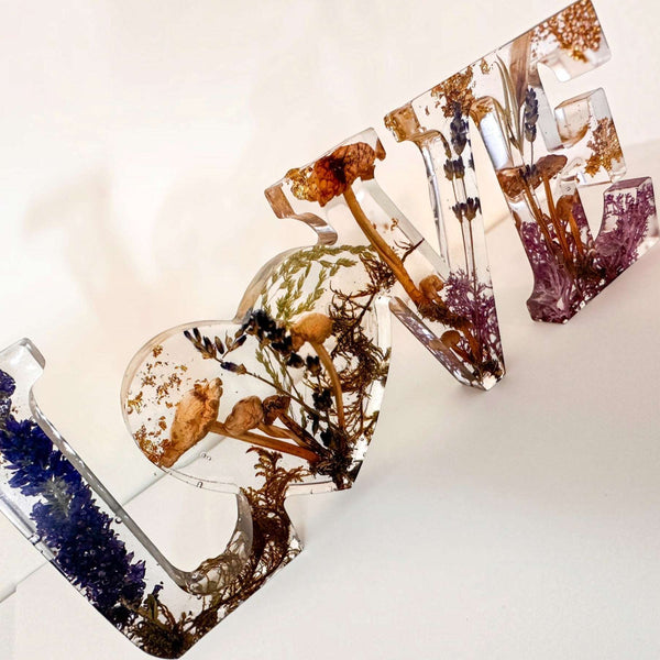 Boreal Mushroom LOVE Word Art | Resin Mushroom Decor