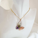 Butterfly Garden Necklace - Handmade Botanical Resin Butterlfy Pendant