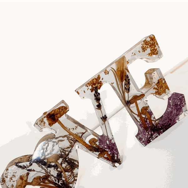Boreal Mushroom LOVE Word Art | Resin Mushroom Decor