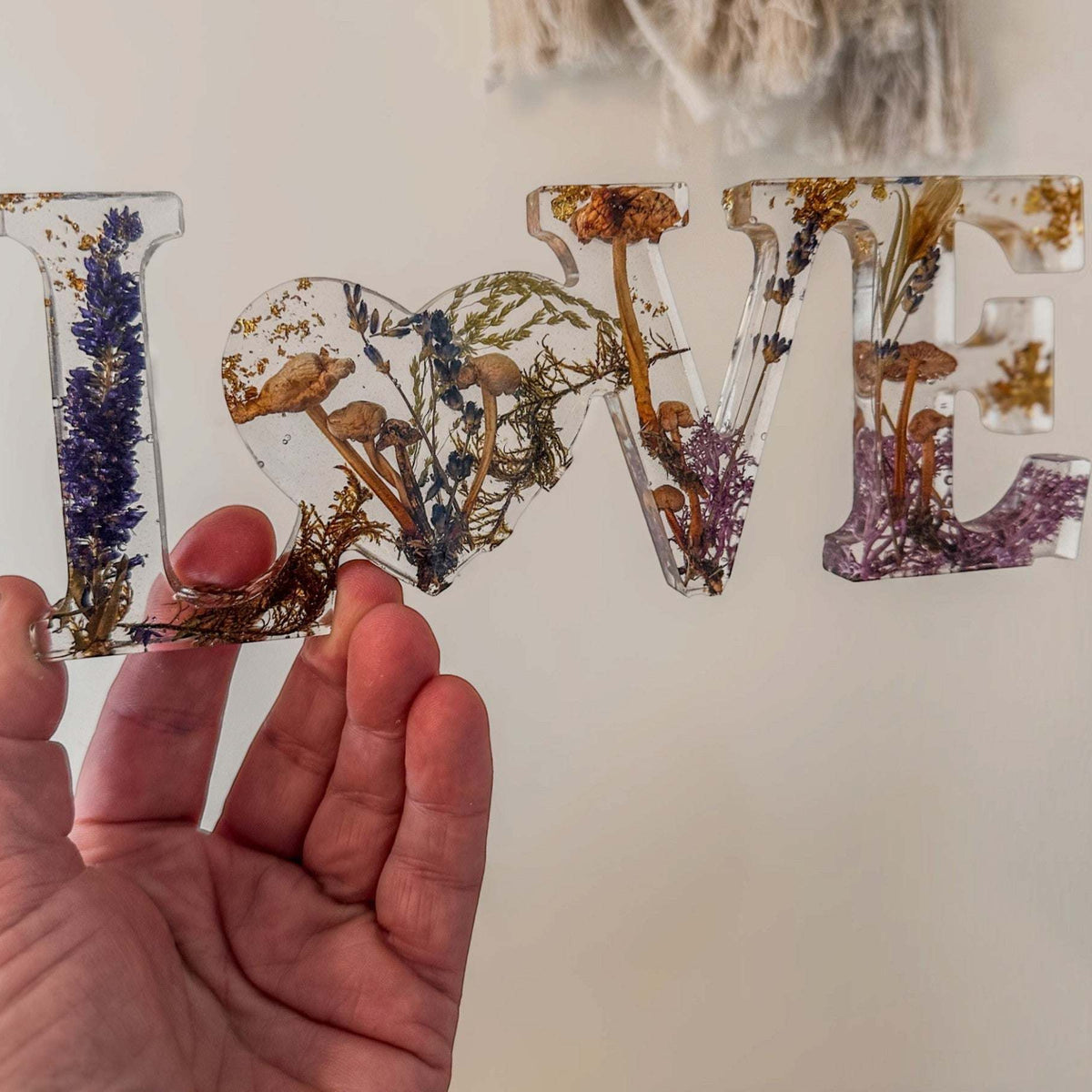 Boreal Mushroom LOVE Word Art | Resin Mushroom Decor