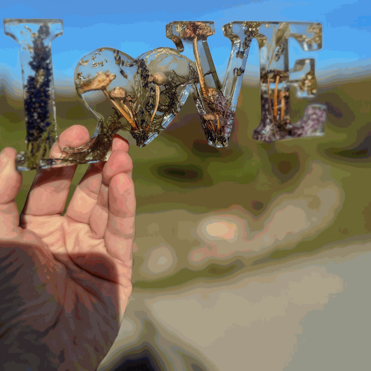 Boreal Mushroom LOVE Word Art | Resin Mushroom Decor