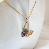 Butterfly Garden Necklace - Handmade Botanical Resin Butterlfy Pendant