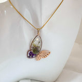 Butterfly Garden Necklace - Handmade Botanical Resin Butterlfy Pendant