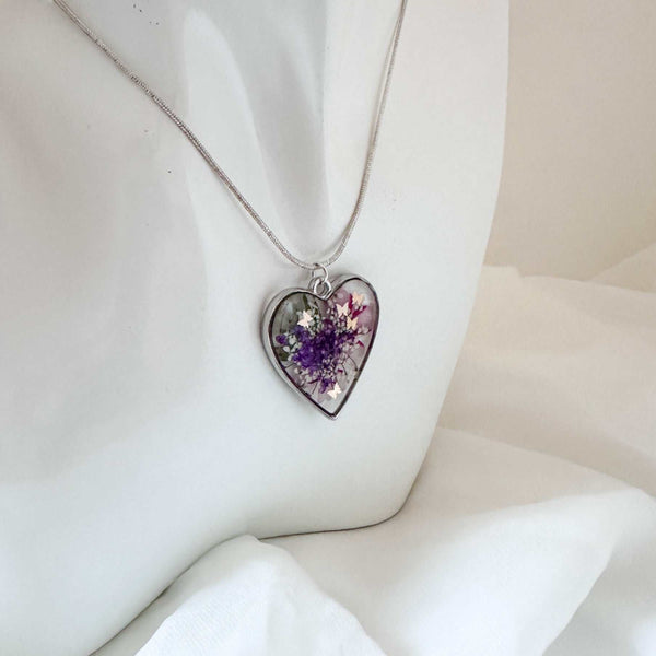 Whispering Hearts  – Handmade Botanical Resin Butterfly Necklace