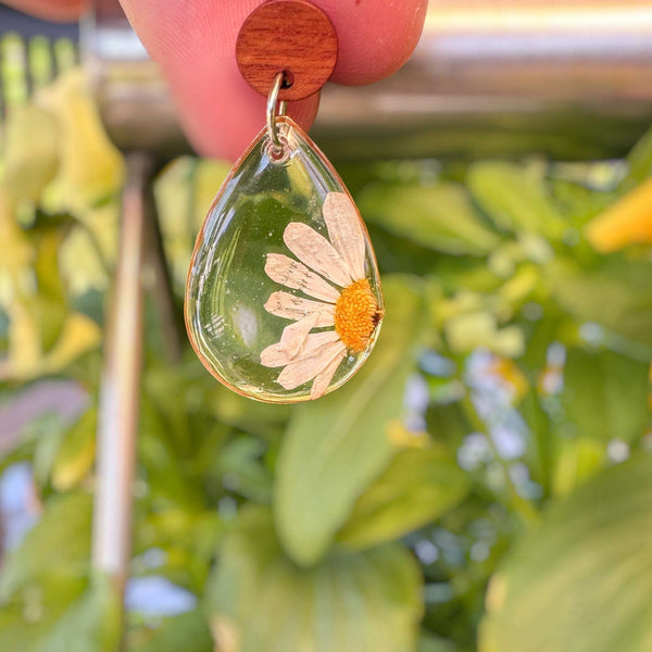 Daisy Dreams - Handmade Pressed Daisy Flower Resin Earrings