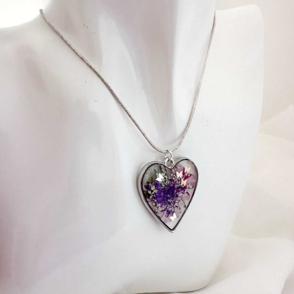 Whispering Hearts  – Handmade Botanical Resin Butterfly Necklace