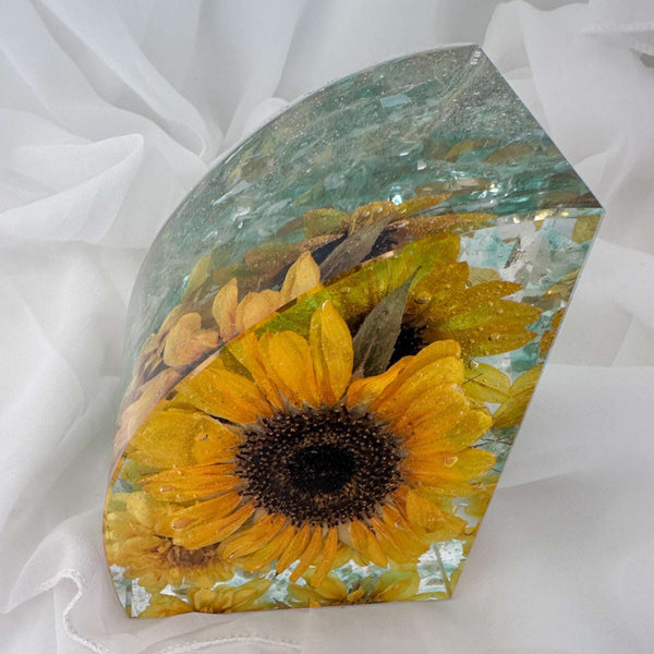 Sunflower Sunshine Bloom Handmade Resin Bookends Home Decor