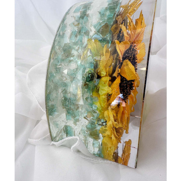 Sunflower Sunshine Bloom Handmade Resin Bookends Home Decor