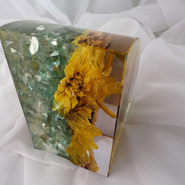 Sunflower Sunshine Bloom Handmade Resin Bookends Home Decor