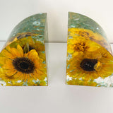 Sunflower Sunshine Bloom Handmade Resin Bookends Home Decor