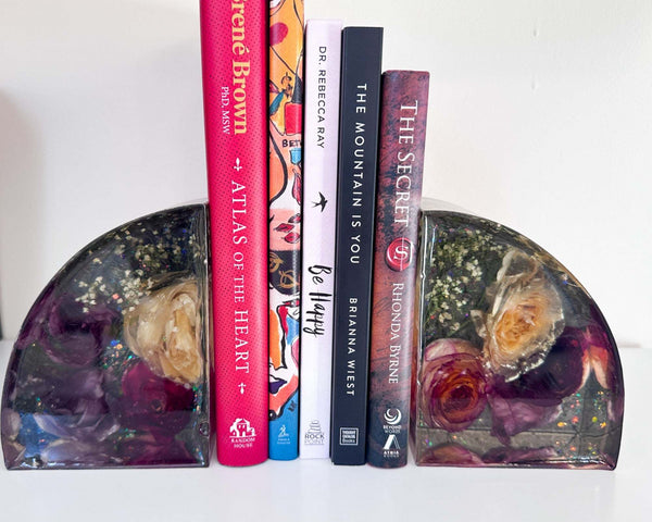 Rose Garden Twighlight Resin Bookends - Handmade Rose Home Decor