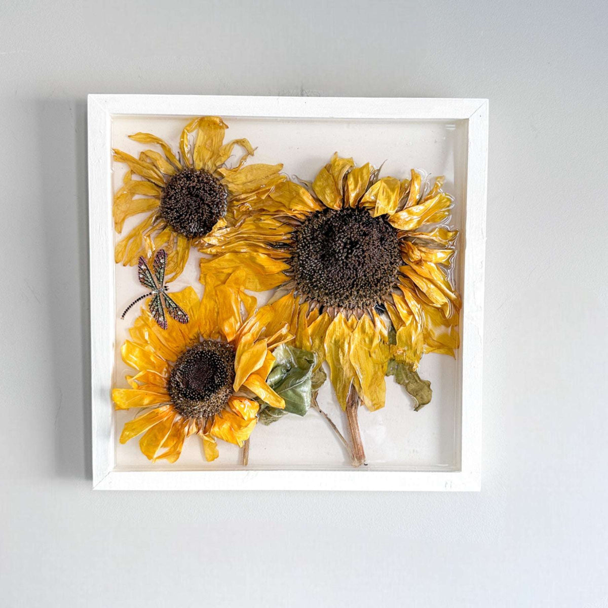 Sunflower Wall Art - Handmade with Real Sunflowers set in Resin