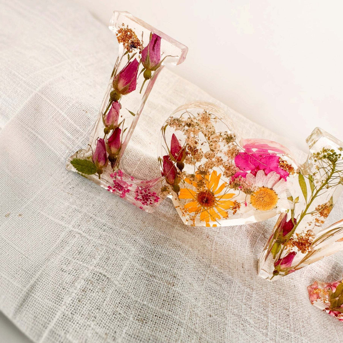 Wild Rose LOVE Word Art | Pressed Flower LOVE Word Art