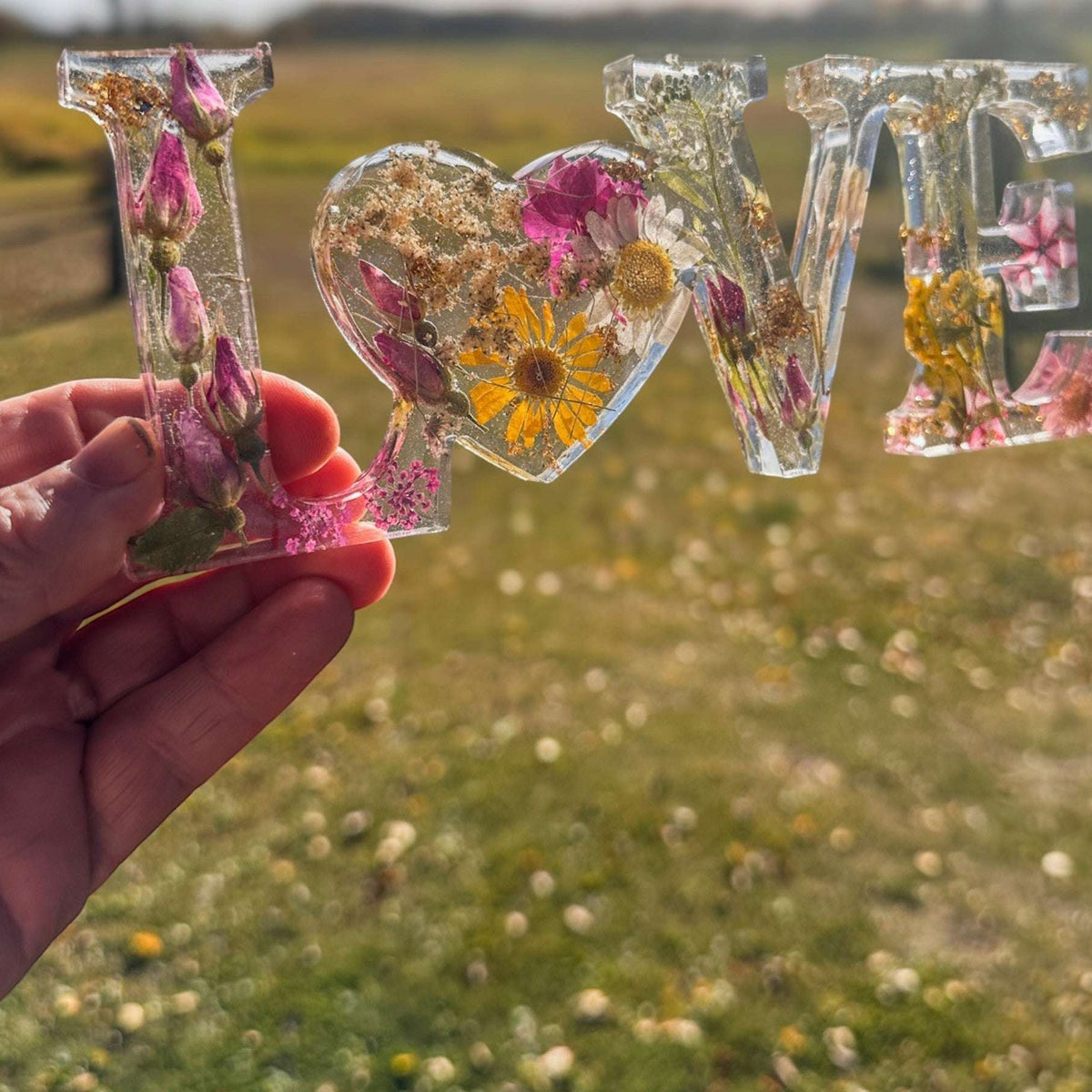 Wild Rose LOVE Word Art | Pressed Flower LOVE Word Art