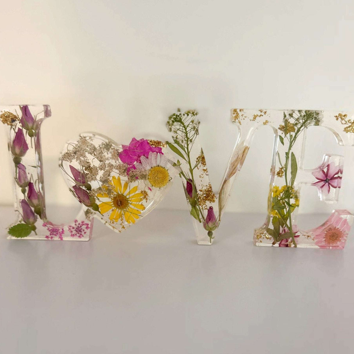 Wild Rose LOVE Word Art | Pressed Flower LOVE Word Art