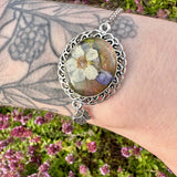 Bracelet Handmade with Dried Flower Accents & Silver Elegance 