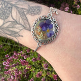 Bracelet Handmade with Dried Flower Accents & Silver Elegance 