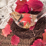 Maple Leaf Songbird - Handmade Resin Bird Maple Leaf & Gold Accents