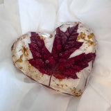 Canadian Maple Leaf Heart Coasters – Resin Decor with Gold Leaf Accent