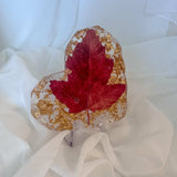 Canadian Maple Leaf Heart Coasters – Resin Decor with Gold Leaf Accent