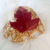 Canadian Maple Leaf Heart Coasters – Resin Decor with Gold Leaf Accent