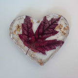 Canadian Maple Leaf Heart Coasters – Resin Decor with Gold Leaf Accent