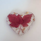 Canadian Maple Leaf Heart Coasters – Resin Decor with Gold Leaf Accent