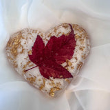 Canadian Maple Leaf Heart Coasters – Resin Decor with Gold Leaf Accent