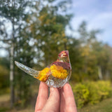 Botanical Birds - Handmade Resin Harvest Songbirds with Strawflowers