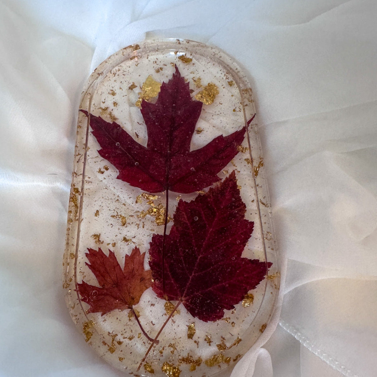 Canadian Maple Leaf Oval Tray - Handmade Resin Tray with Maple Leaf