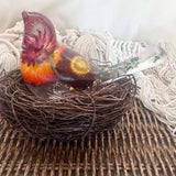 Botanical Birds - Handmade Resin Harvest Songbirds with Strawflowers