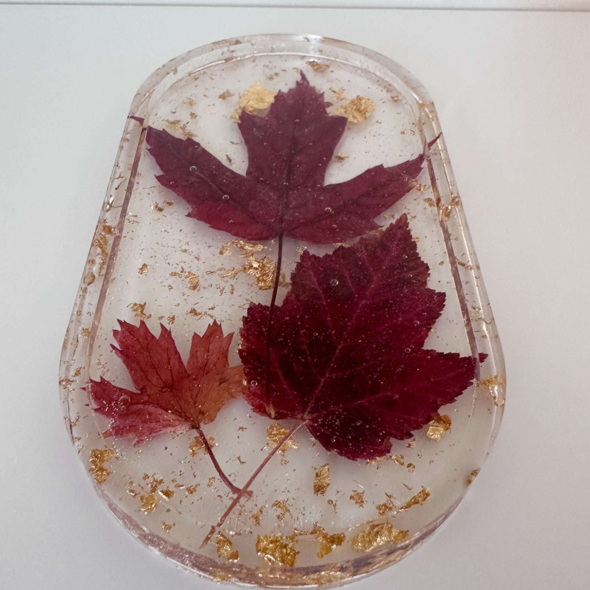 Canadian Maple Leaf Oval Tray - Handmade Resin Tray with Maple Leaf