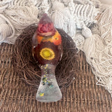 Botanical Birds - Handmade Resin Harvest Songbirds with Strawflowers
