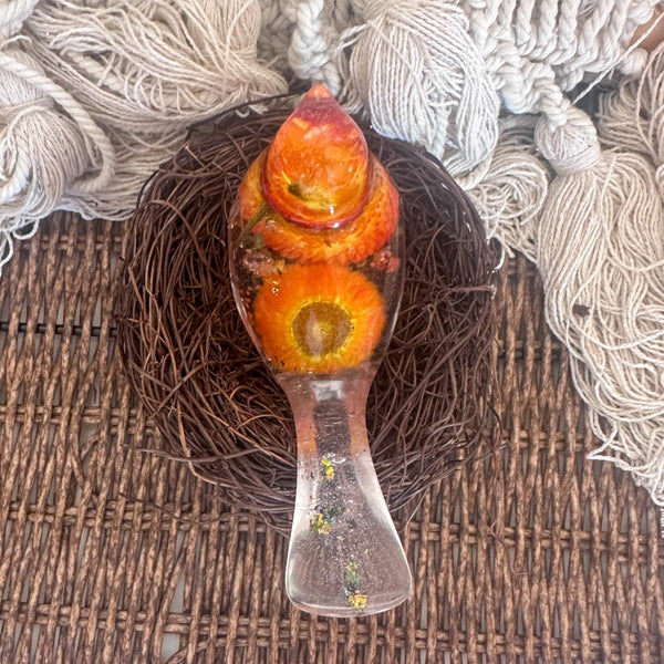 Botanical Birds - Handmade Resin Harvest Songbirds with Strawflowers