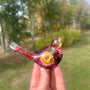 Strawflower & Berry Resin Birds - Autumn Nature Decor with Real Flowers