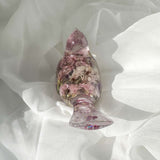 Amethyst Song Bird - Handmade Resin Floral Bird with Statice Flowers
